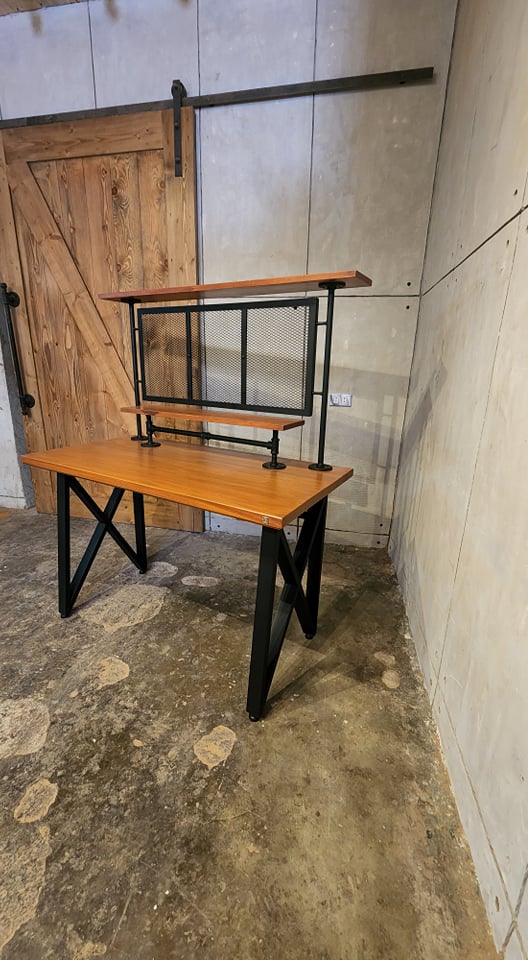 STRATTON DESK WITH MONITOR MOUNT AND RISER